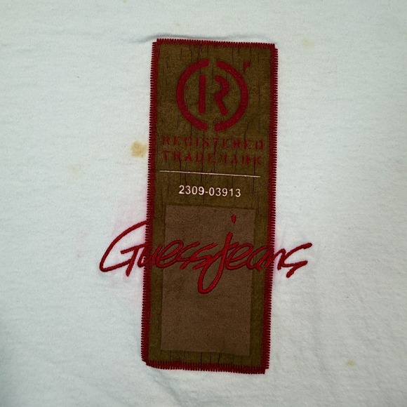 Guess T-Shirt Men Large White Short Sleeve Cotton Crew Neck Basic Logo 90s - Picture 2 of 8